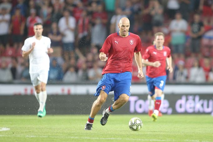 Jan Koller na rozlučce Tomáše Rosického  v Praze 9. 6. 2018