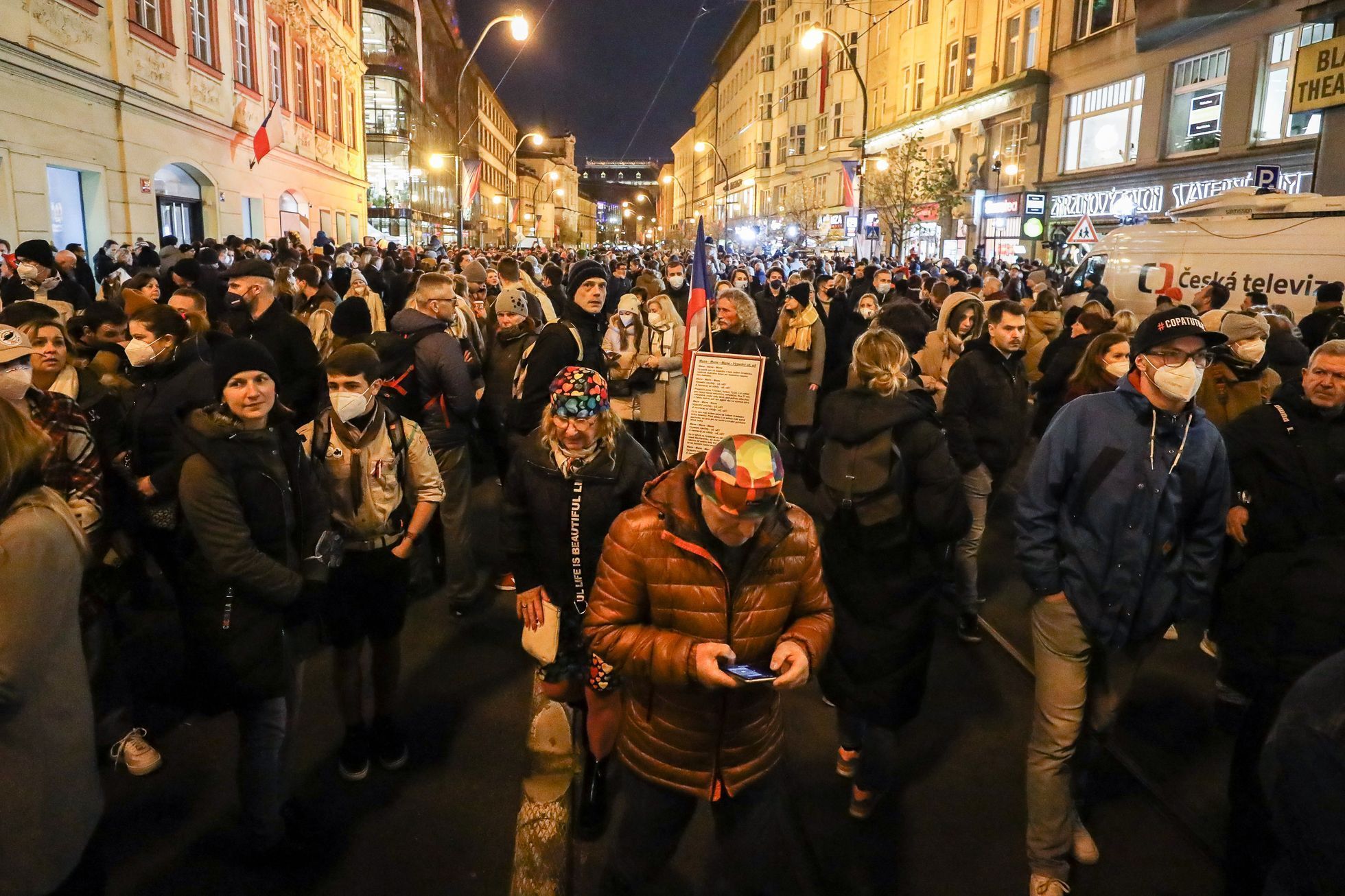 17. listopad 2021, státní svátek, Sametová revoluce, 17. 11. 2021, Národní třída, Hlávkova kolej