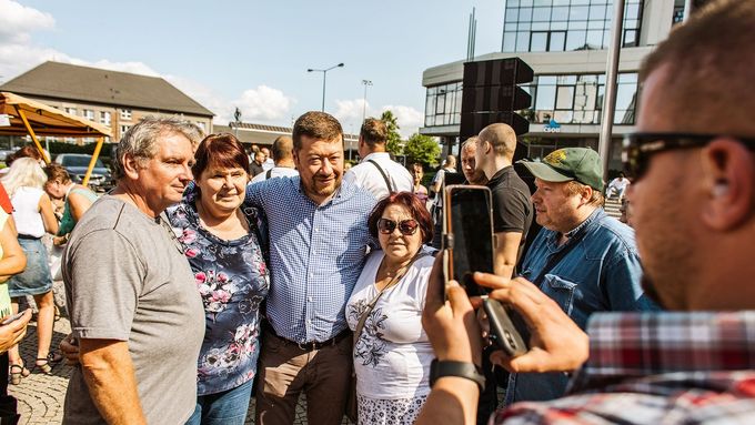 Volební mítink SPD, který se uskutečnil v Olomouci 21. srpna.