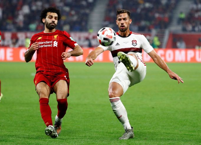 Soccer Football - Club World Cup - Final - Liverpool v Flamengo - Khalifa International Stadium, Doha, Qatar - December 21, 2019  Flamengo's Pablo Mari in action with Liv