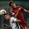 Silva of Spain challenges Mak of Slovakia during their Euro 2016 qualification soccer match at the MSK stadium in Zilina