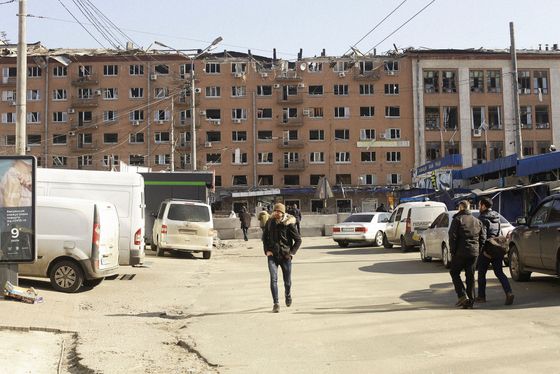 Consequences of the rocket attack near the metro station Lukianivska.  Shot of war damage in Kiev, which is being intensively bombed by the Russian invading army.  15. 3. 2022