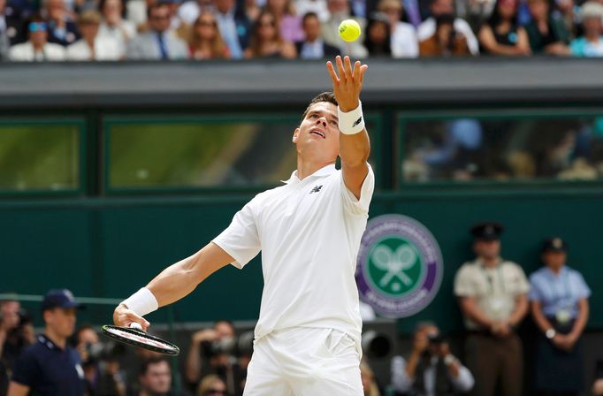 Milos Raonic ve finále Wimbledonu 2016.