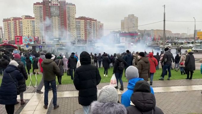 Nedělní protesty v Minsku.