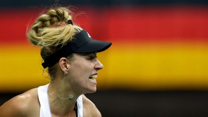 Fed Cup, finále 2014: Angelique Kerberová v zápase s Petrou Kvitovou