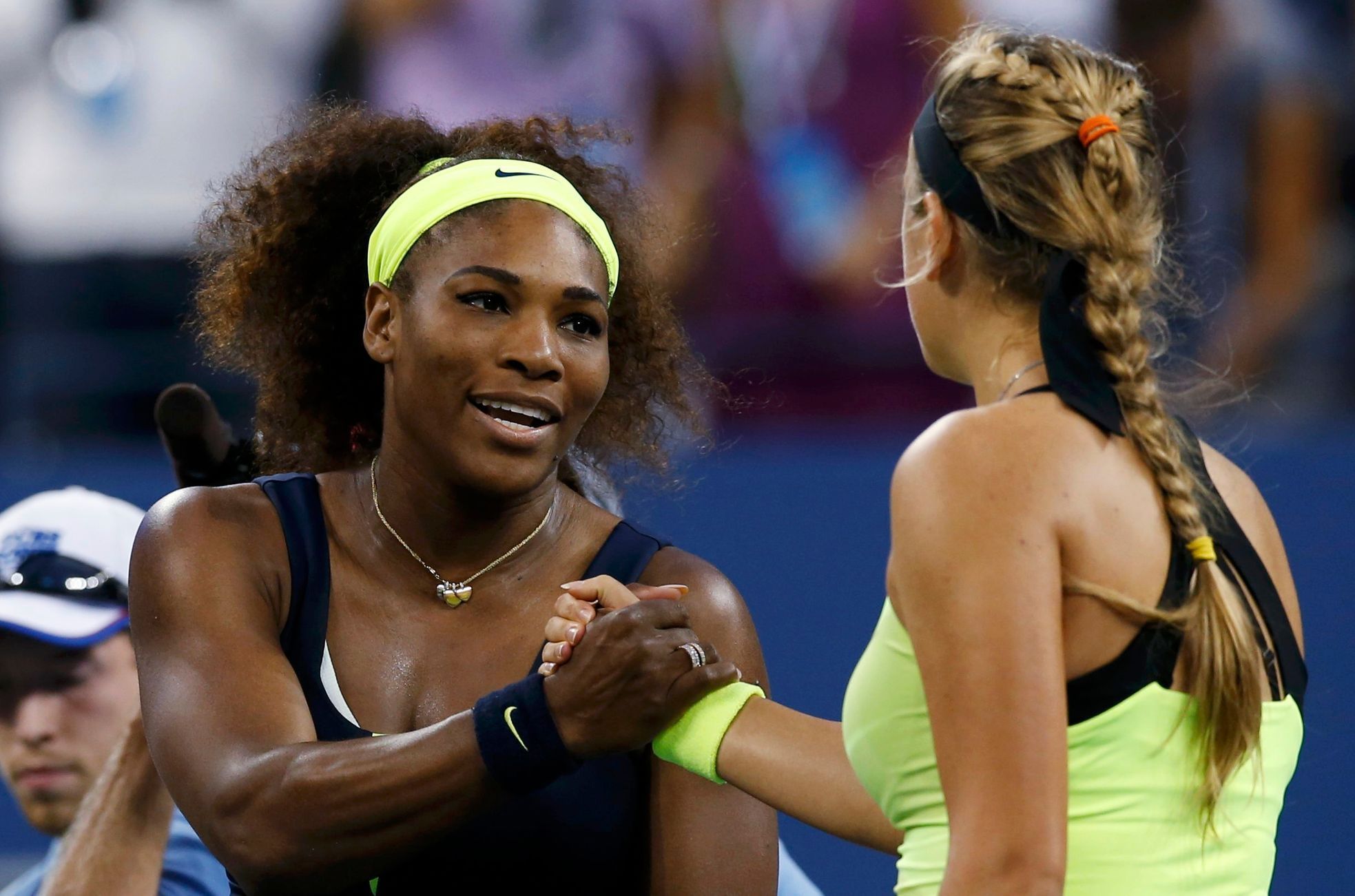 Viktoria Azarenková a Serena Williamsová ve finále US Open 2012