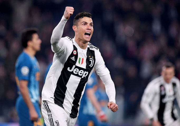 Soccer Football - Champions League - Round of 16 Second Leg - Juventus v Atletico Madrid - Allianz Stadium, Turin, Italy - March 12, 2019  Juventus' Cristiano Ronaldo cel