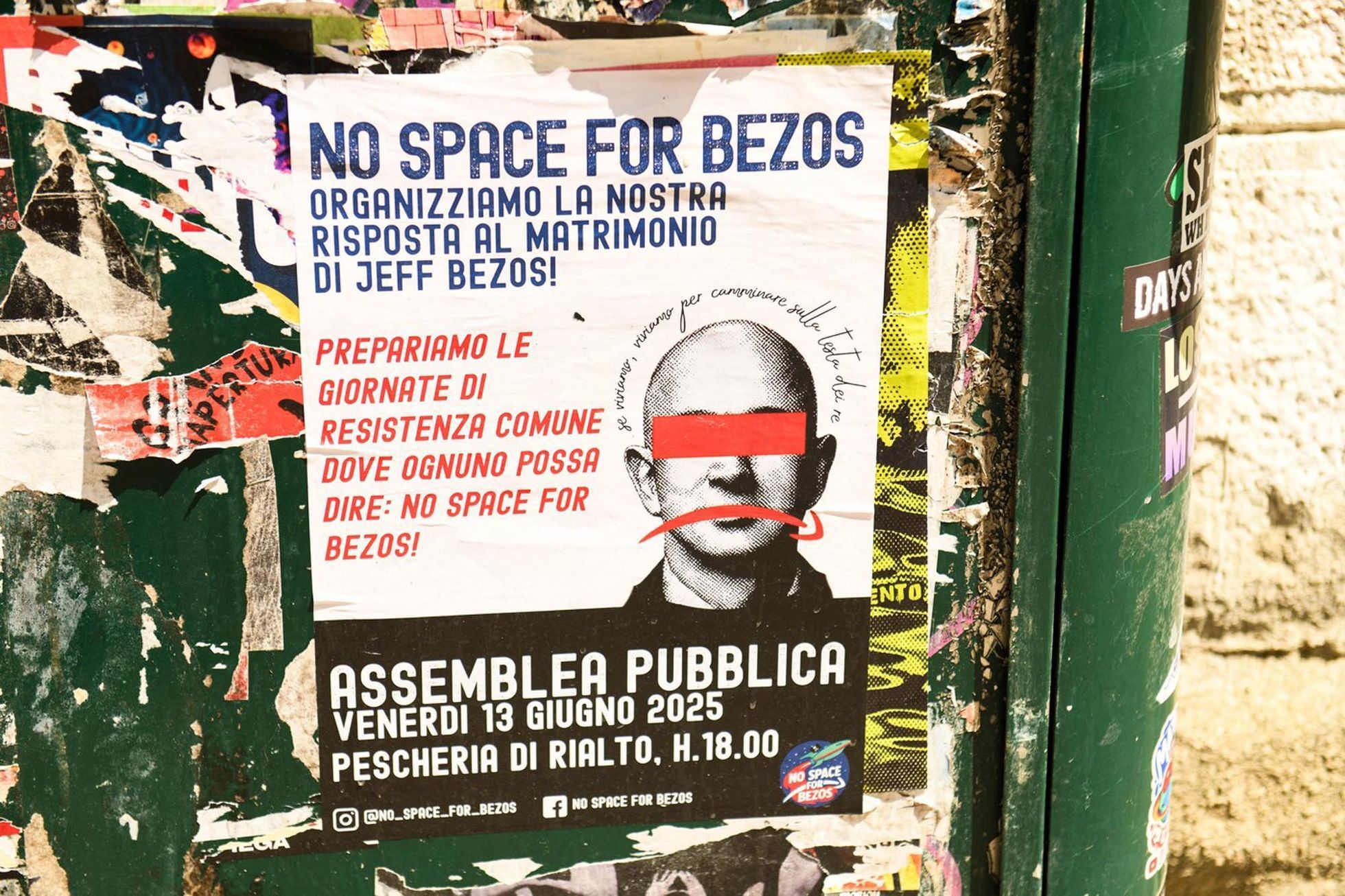 Bezos, Sanchez, Benátky, svatba, protesty