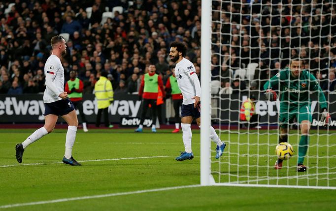 Soccer Football - Premier League - West Ham United v Liverpool - London Stadium, London, Britain - January 29, 2020   Liverpool's Mohamed Salah celebrates scoring their f