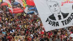 Protest proti brazilskému prezidentovi Michelu Temerovi.