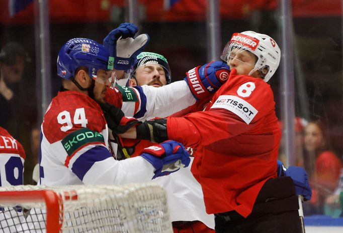 Ken Jäger a Filip Pyrochta v zápase MS 2025 Česko - Švýcarsko