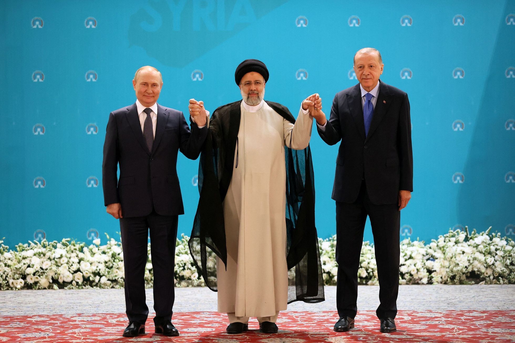 Vladimir Putin, Recep Tayyip Erdogan, Ebráhím Raísí, Írán, summit