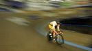 Track cycling sprinter Kevin Mansker of the U.S. trains for the London 2012 Olympics in Carson