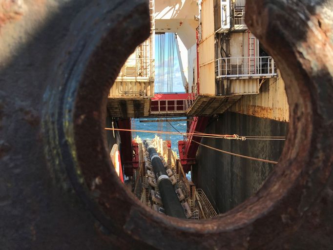 Allseas' deep sea pipe laying ship Solitaire lays pipes for Nord Stream 2 pipeline in the Baltic Sea September 13, 2019. Picture taken September 13, 2019. REUTERS/Stine J