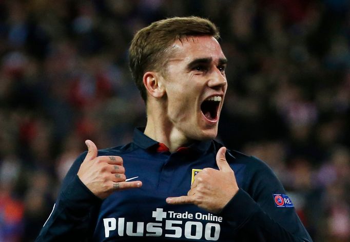 Atletico's Antoine Griezmann celebrates scoring their first goal