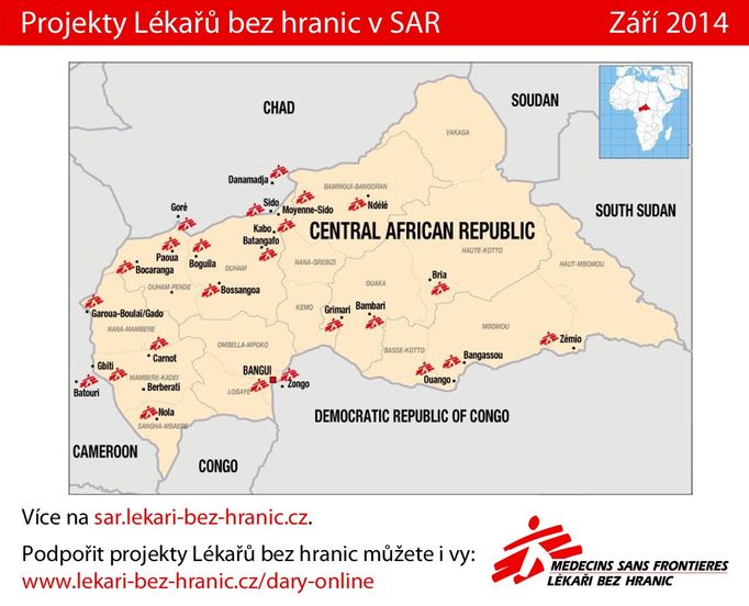 Aktivity mezinárodní organizace Lékaři bez hranic ve Středoafrické republice.