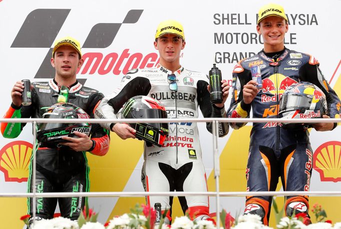 Moto3, VC Malajsie: Jakub Kornfeil, Francesco Bagnaia, Bo Bendsneyder