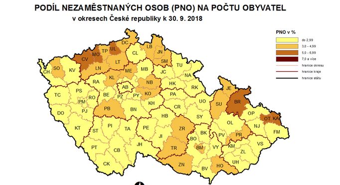 Podíl nezaměstnaných osob