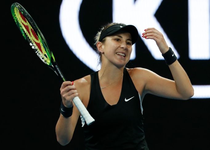 Tennis - Australian Open - Third Round - Melbourne Park, Melbourne, Australia, January 18, 2019. Switzerland's Belinda Bencic reacts during the match against Czech Republ