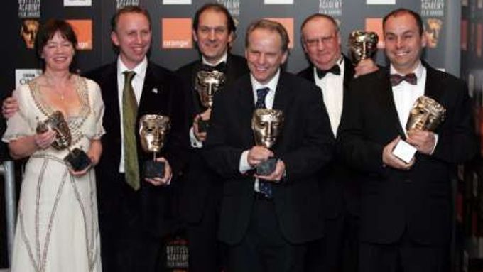 Štastný tým tvůrců filmu nejlepšího britského filmu Wallace a Gromit: Prokletí králíkodlaka