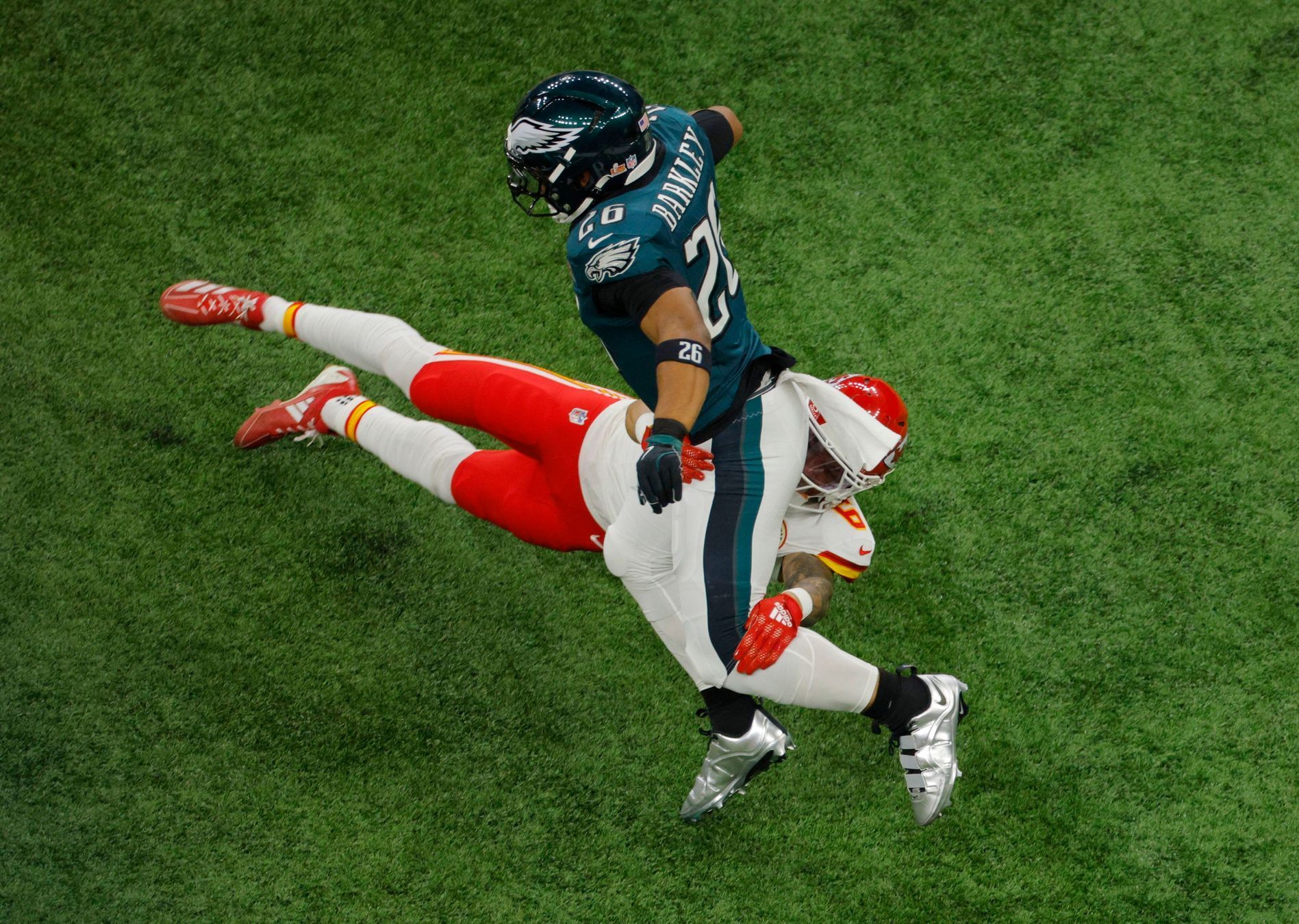 Super Bowl LIX  2025, Philadelphia - Kansas City: Saquon Barkley (26) a Bryan Cook