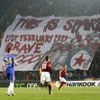 Fotbal, Evropská liga Sparta - Chelsea: transparent fanoušků Sparty