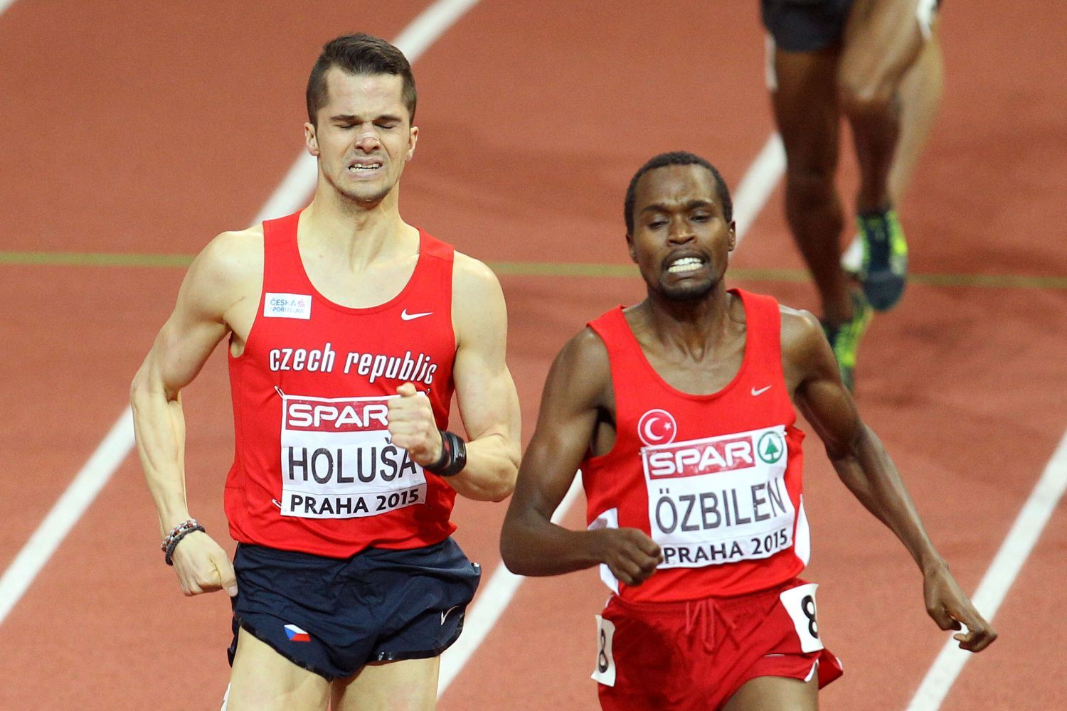 HME v atletice Praha 2015: Jakub Holuša a Tanui Ilham Özbilen (1500 m)