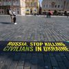 Oběti války na Ukrajině, měsíc od začátku, Staroměstské náměstí, happening Amnesty International