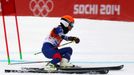 Vanessa Mae v obřím slalomu na olympiádě v Soči