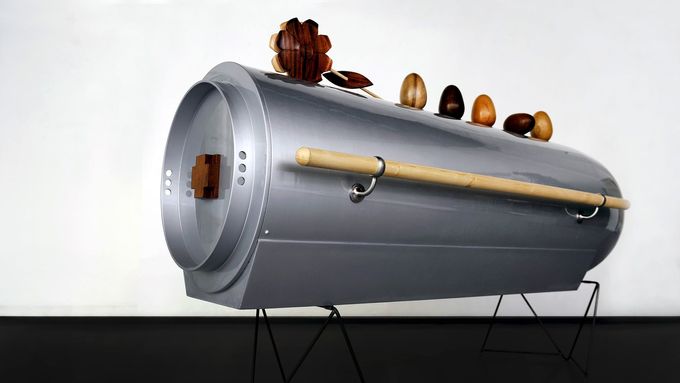 Foto: Domek, raketa nebo kukla. Výstava láká na netradiční rakve od osmi českých umělců