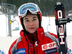 Šárka Záhrobská, mistryně světa ve slalomu, dnes ráno trénovala ve Špindlerově Mlýně.