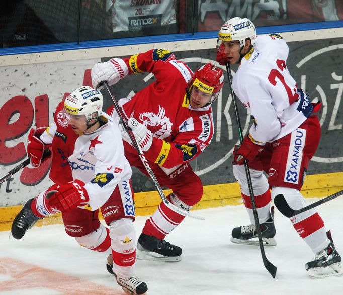 Utkání hokejové extraligy Slavia vs. Třinec