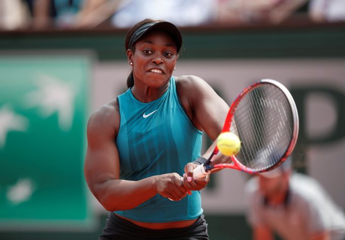 Sloane Stephensová při finále French Open 2018 proti Simoně Halepové