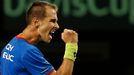 Lukáš Rosol v utkání Davis Cupu proti Japonci Danielovi