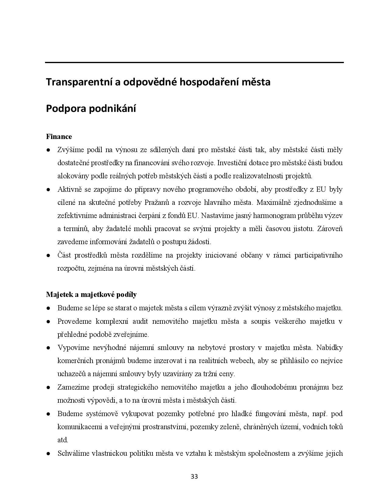 Koaliční program - Praha Sobě - 7. 11. 2018