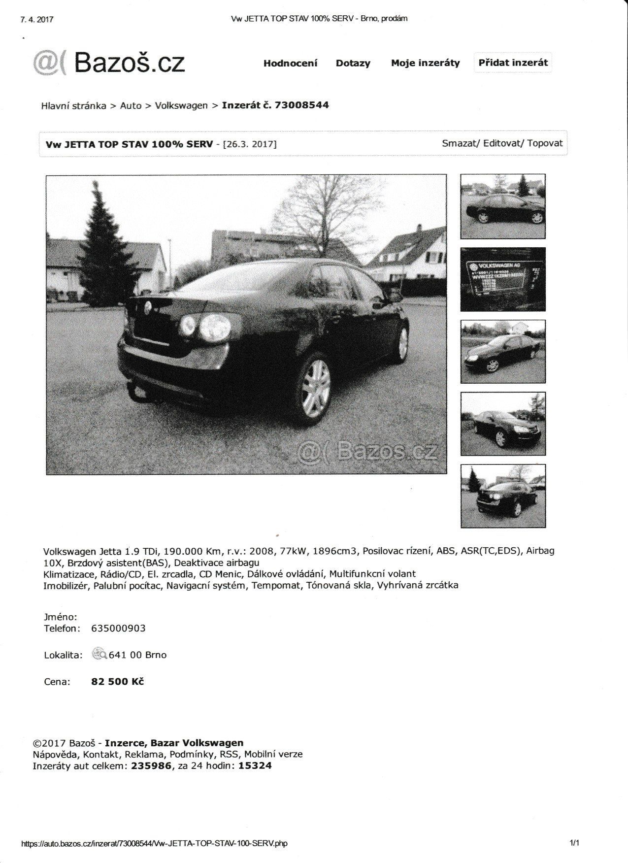 Podvodný inzerát archiv sdružení SOVA