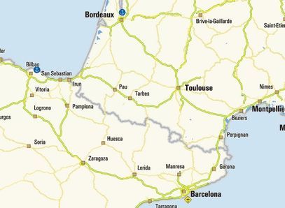 Vichřice Francie a Španělsko - mapa