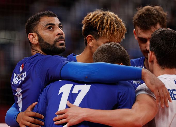 Francouzský volejbalista Earvin Ngapeth na olympiádě v Tokiu 2021.