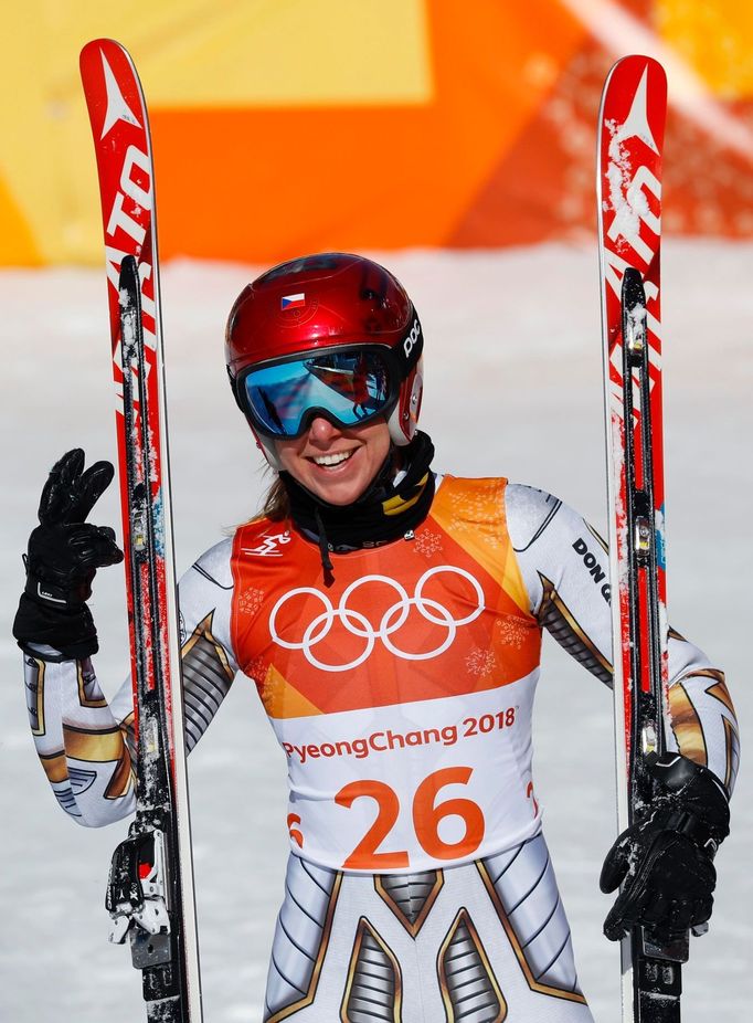 Ester Ledecká v super-G na ZOH 2018