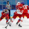 OH 2022, Peking, hokej, Česko - Dánsko, Nicholas Jensen, Roman Červenka, Matěj Stránský