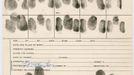 The fingerprint record card for Kennedy assassination suspect Lee Harvey Oswald, kept in the Dallas Police Department's John F. Kennedy collection, is seen from November 23, 1963.