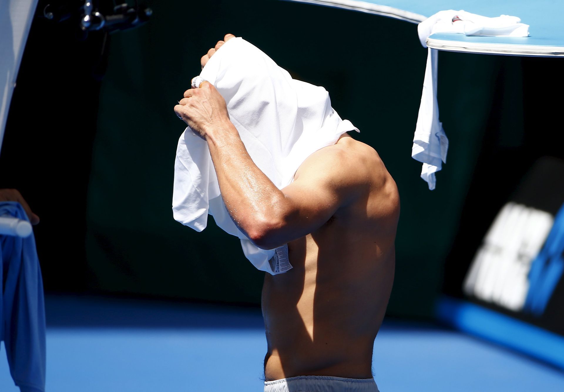 Rafael Nadal při tréninku na Australian Open 2016