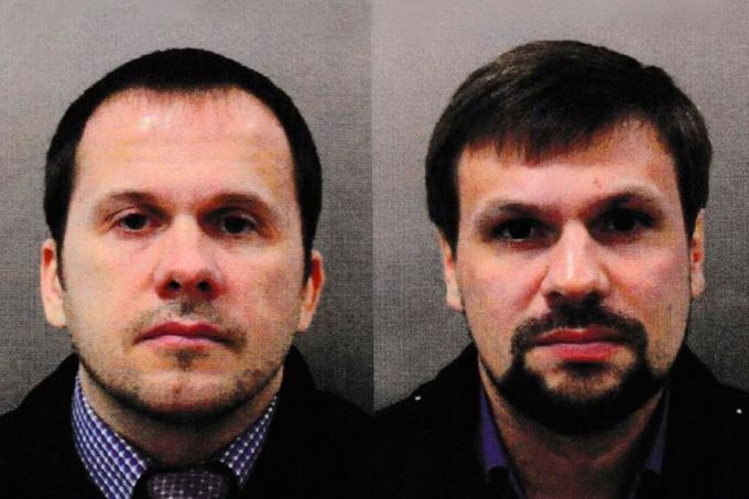 Alexandr Petrov (vlevo) a Ruslan Boširov, Rusové podezřelí z pokusu o otravu Sergeje Skripala.