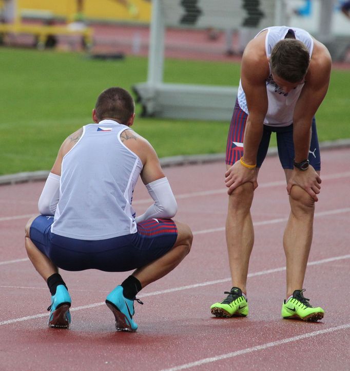 Atletka, Memoriál Josefa Odložila 2013: štafeta 4x100 m, Pavel Maslák (vlevo)