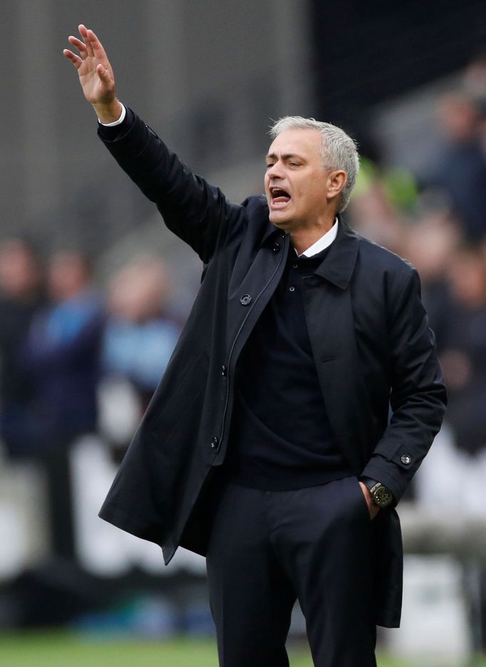 Soccer Football - Premier League - West Ham United v Tottenham Hotspur - London Stadium, London, Britain - November 23, 2019  Tottenham Hotspur manager Jose Mourinho reac