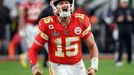 Feb 2, 2020; Miami Gardens, Florida, USA; Kansas City Chiefs quarterback Patrick Mahomes (15) celebrates after a touchdown in the fourth quarter against the San Francisco