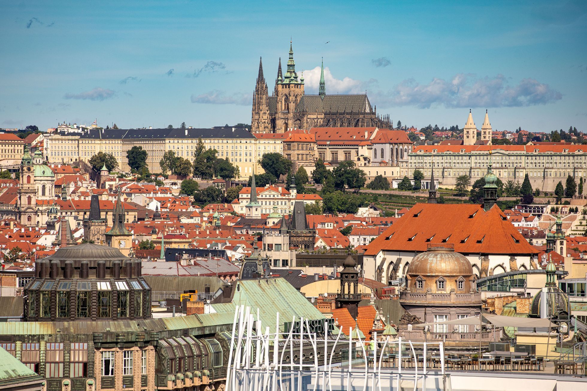 Praha, panorama, Pražský hrad, pohled ze střech, Praha z výšky