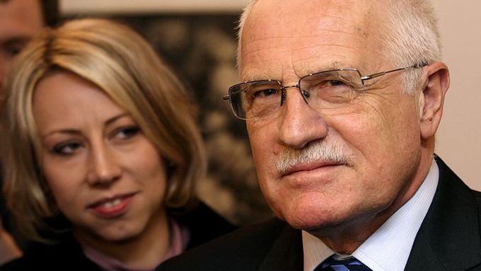 Václav Klaus po jednání s poslanci Strany zelených.