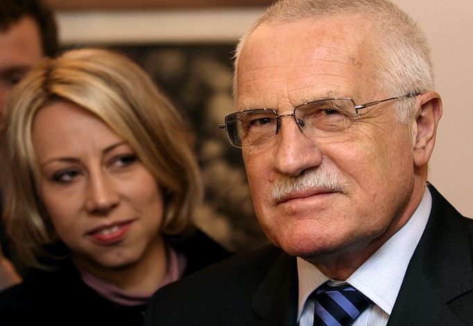 Václav Klaus po jednání s poslanci Strany zelených.