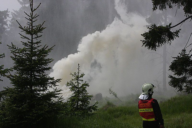 Cvičení hasičů v KRNAP